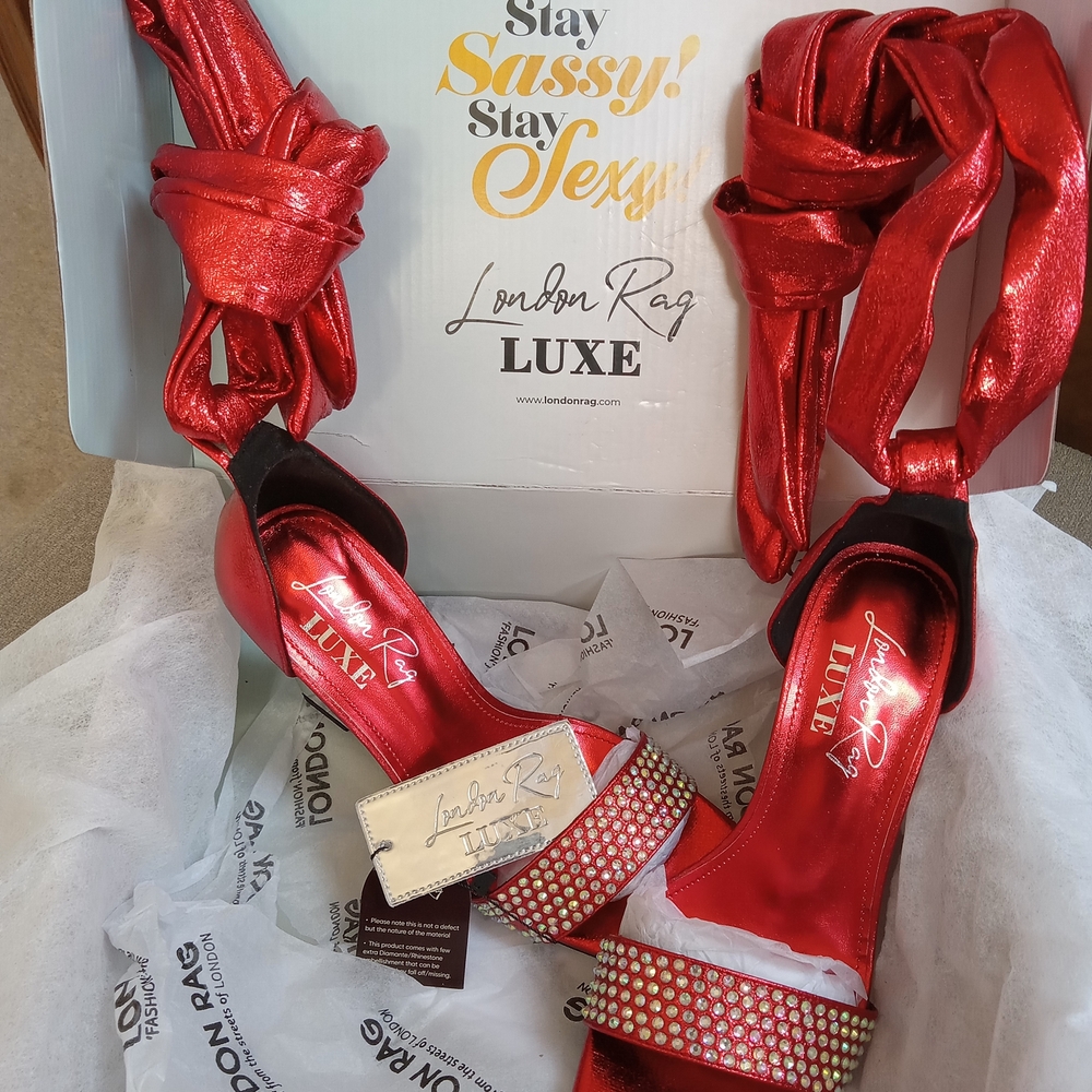 London Rag NWT Shoes Hashira Rhinestone Heels - Picture 2 of 5
